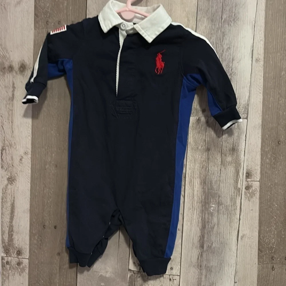 Polo Ralph Lauren Baby Blue Romper Size 3m Infant Elegant Fashion Wardrobe